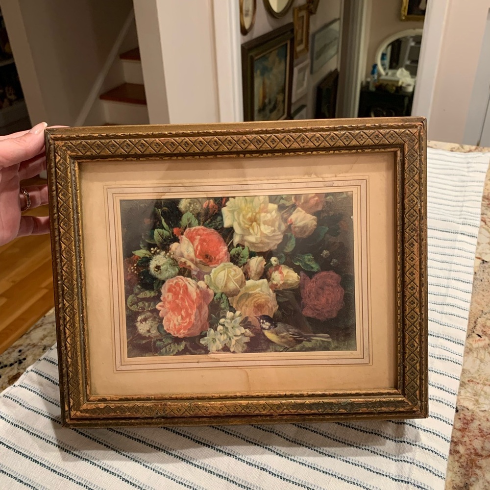 Vintage Florentine Box with Floral Lid and Gold Accents